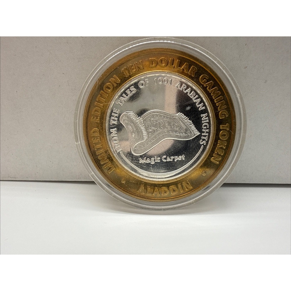 Aladdin Casino Las Vegas $10 Silver Gaming Token .999 Fine Silver Magic Carpet